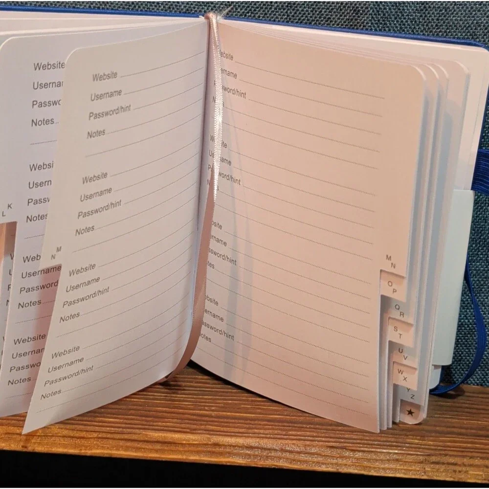 Password Book Internet Logbook Organizer Alphabetical Tabs Blue 4x5
